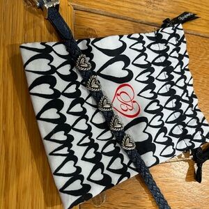 Brighton Navy Leather Bracelet with Silver Heart Accents